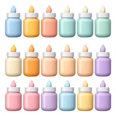 Japanese brand creams arranged with horizontal variation and vertical consistency. sticker