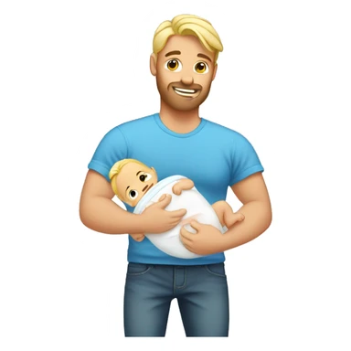 blonde dad changes diaper to baby sticker