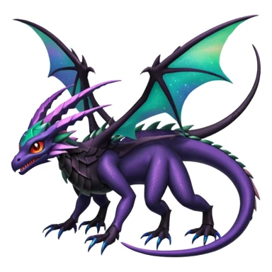 Void-Black Star-Dusted Night-Shimmered Cosmic-Winged Draconic Noivern-Rayquaza-Lunala creature (full body) sticker