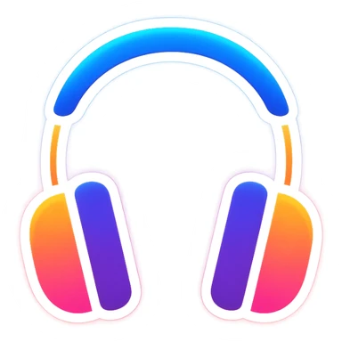headphones with glowing neon effect, vibrant colors, glowing outline on dark background sticker