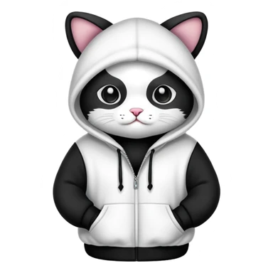 Cat wearing panda hoodie sticker