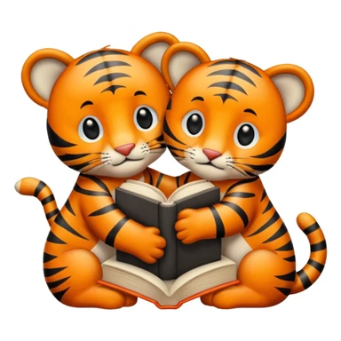 2 tigers hug + stars + book sticker