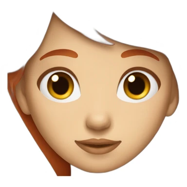 Girl with bangs and red hair highlight and round face sticker