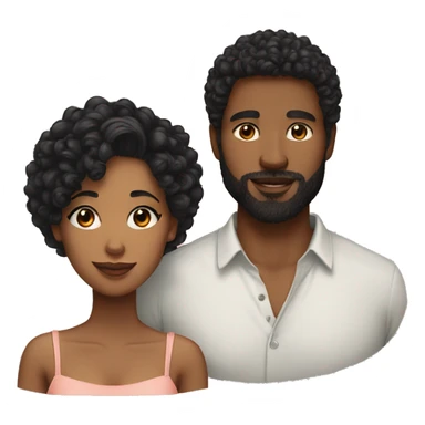 Couple very short haircut black man with beard and mixed race woman with long curly black hair sticker