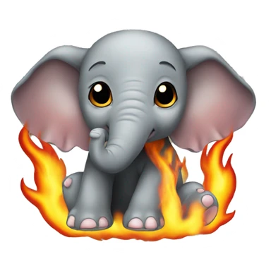 flaming baby elephant with no eyes sticker
