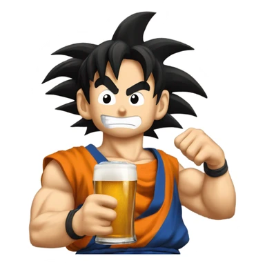 Goku tomando una cerveza sticker