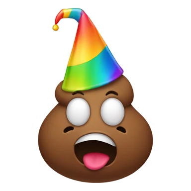 poop emoji with party hat sticker
