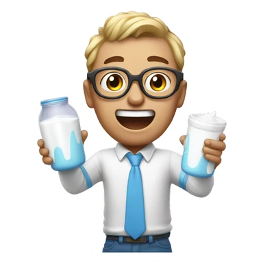 Nerd getting milk splashed on his face sticker