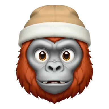 red haired gorilla head with white beanie, no text, slightly different expression sticker