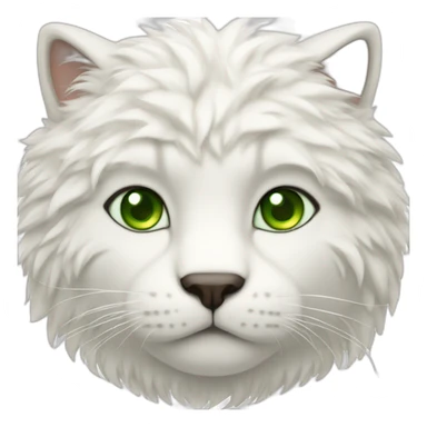 white fluffy big cat with brown ears and green eyes sticker