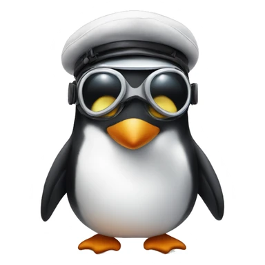 penguin with pilot hat and goggle sticker