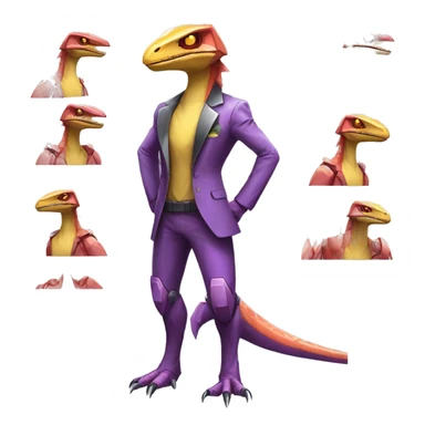 Shiny Velociraptor-Genesect-Fakémon-Pokémon wearing a with a futuristic cyber-helmet And suit Full Body sticker