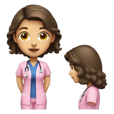 Brunette nurse in pink scrubs sticker