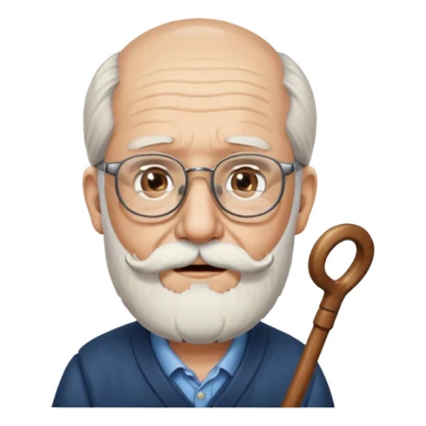 Anciano barba blanca larga bastón audifonos sordera lentes  sticker