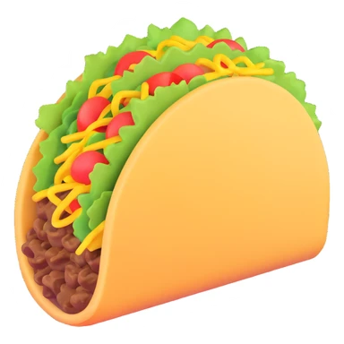 3D emoji of a taco, bright colors, soft shading sticker