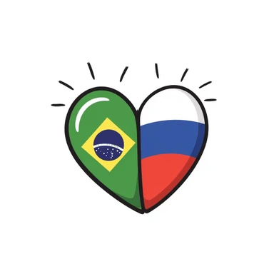 a heart with two flags inside: Brazil and Russia sticker