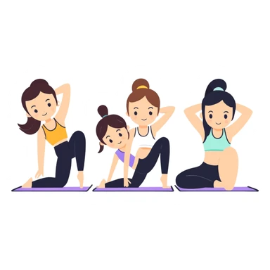 Pilates princesses all in cute workout sets (2 white girls, 1 Mexican, and 1 black) sticker