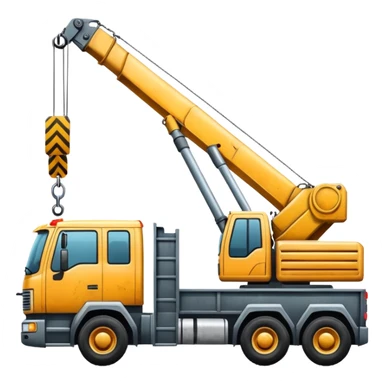 Create a crane truck with a long extendable arm lifting materials. sticker