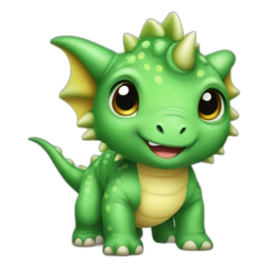 Baby cute green triceratops sticker