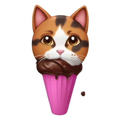 calico cat with chocolate icecream  sticker
