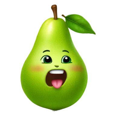 Green Cute pear with tongue sticker