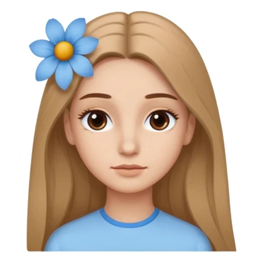 Cheveux un peu plus clair des cils moyen et des sourcils clair des cheveux plus long et une fleur bleu clair sticker