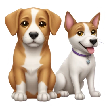 Cute cat and dog sticker