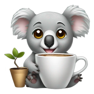 Koala with a cup of coffee sticker