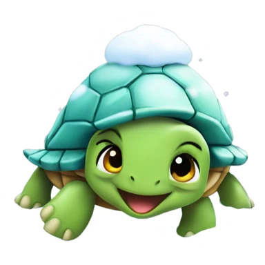 Happy excited cute turtle enjoying the first snow sticker