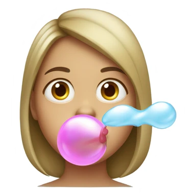 girl make a bubble with a chewing gum sticker