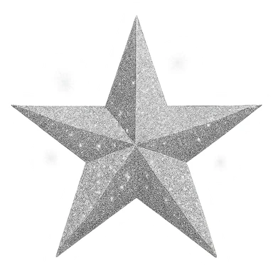 Remove the background from the image, keep the star stylish with silver glitter, emphasizing sparkle and sophistication. sticker