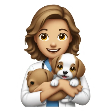 Vet nurse holding a puppy  sticker
