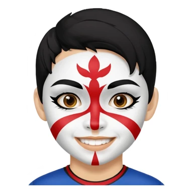 A black hair teen supporter with bold full-face paint, smiling with fierce team spirit. blonde hair sticker