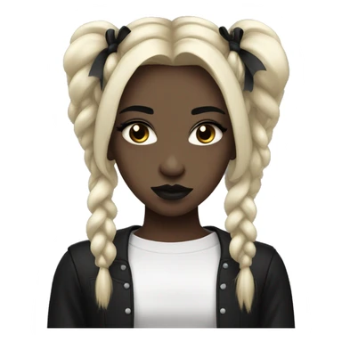 a girl with very fair skin and black strong makeup like an emo, in black clothes with crosses and bows sticker