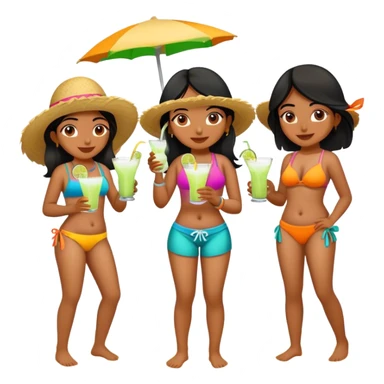 3 indian girls on beach drinking margaritas  sticker