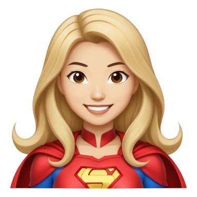 Asian superhero wife with long dark blonde hair light skin smiling sticker