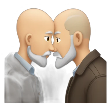 older bald brown European bearded detective  kissing bald older African bearded detective  sticker