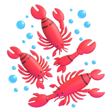 lobsters in love blushing surrounded by bubbles and hearts sticker