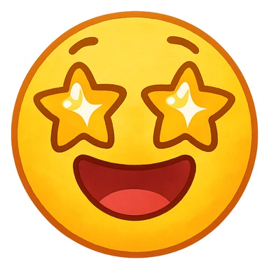starstruck face emoji, digital illustration sticker