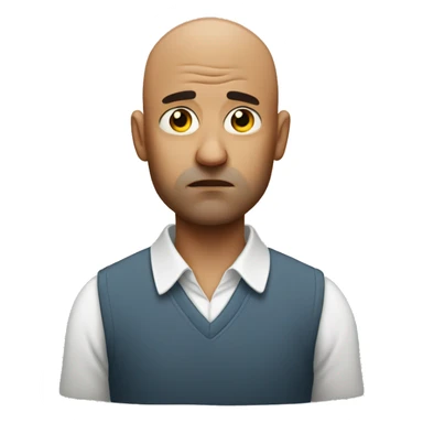 disappointed bald man with baby sticker