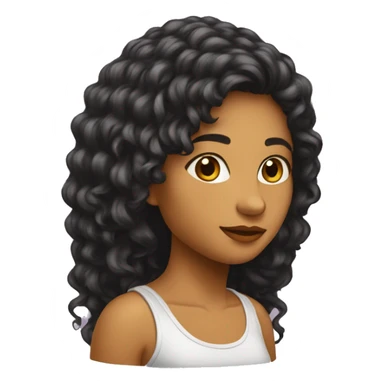 Ado fille métisse cheveux long debout et boucle sticker