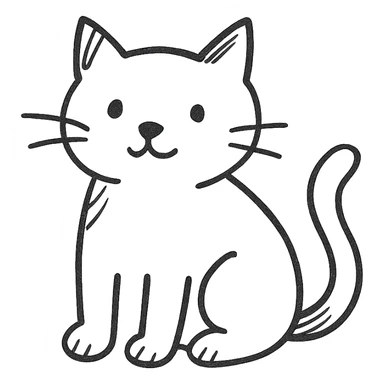 cat, sketchy lines, playful, no fill, hand drawn icon style sticker