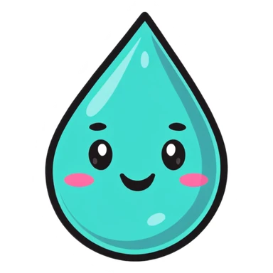 cute water droplet with a smiling face sticker