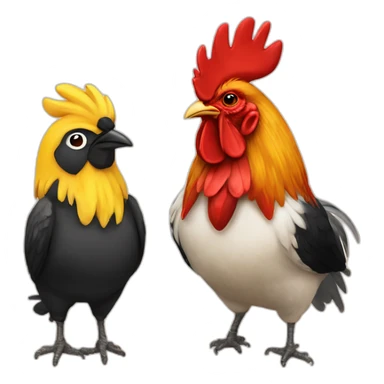 2 Tit birds and rooster sticker
