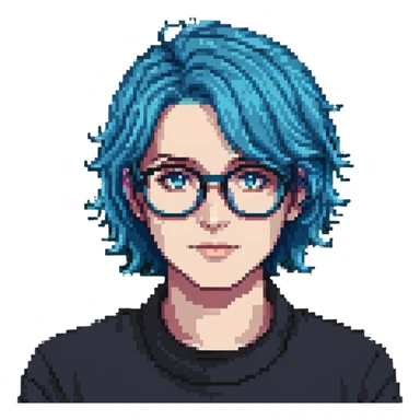 Michou, French YouTuber with blue hair and glasses sticker