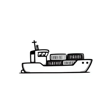A hand-drawn simple cargo ship with containers sticker