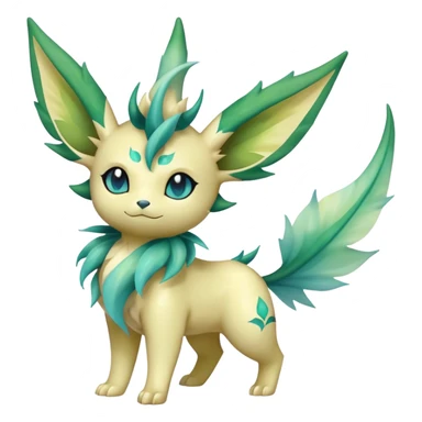 Shiny Cool Sparkly Cute Ethereal Leafeon-Vaporeon-Fakemon-hybrid-fusion- full body sticker