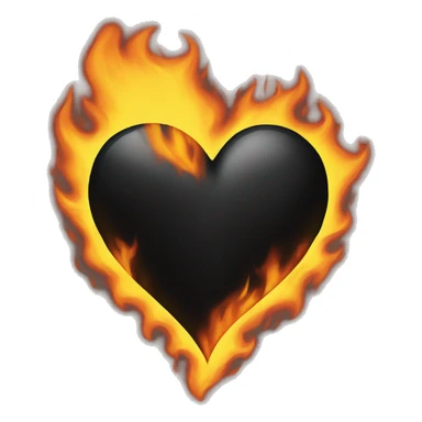 Black heart on fire sticker