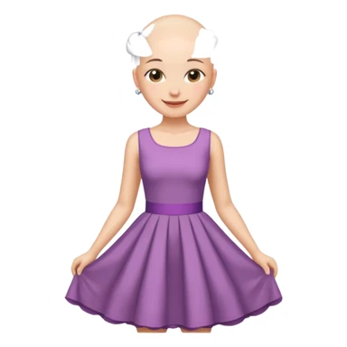 create pretty girl with bald head with pretty dress shot is waist close sticker