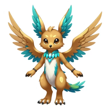 Anthro Sona Cool Edgy Cute Colorful Shy Winged Shiny Fakemon-Fantasy-Creature Full Body sticker